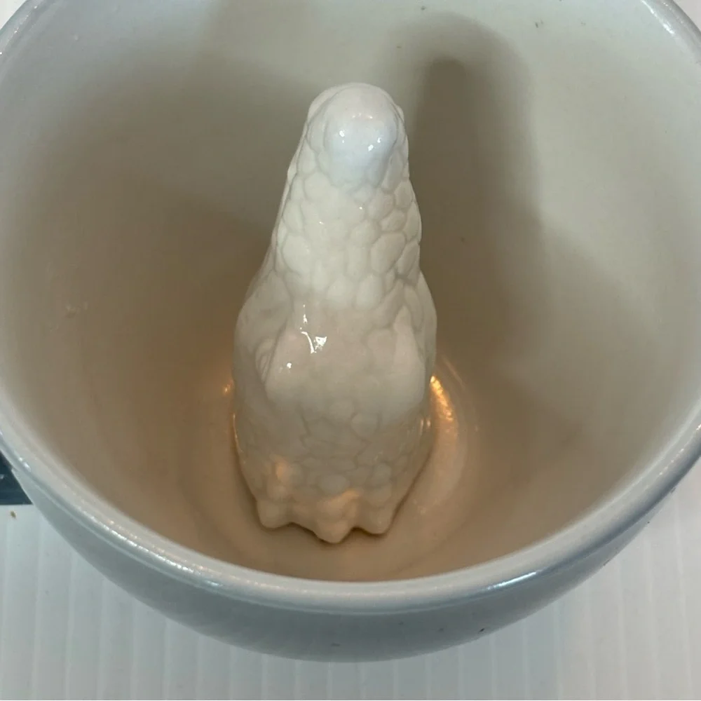 Creature Cups Gray w/ White Alligator Head Inside Funny Prank Ceramic Mug 12 oz.